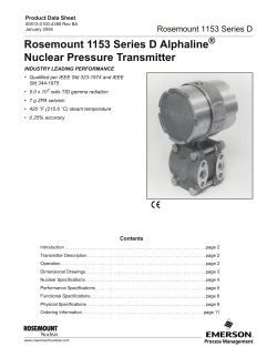 Product Data Sheet: Rosemount 1153 Series D Alphaline&reg; Nuclear Pressure Transmitter