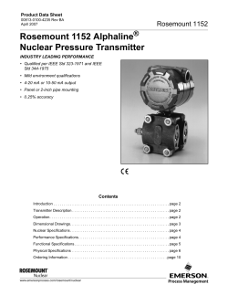 Product Data Sheet: Rosemount 1152 Alphaline&reg; Nuclear Pressure Transmitter
