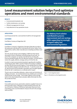 Level measurement solution helps Ford optimize operations and meet environmental standards