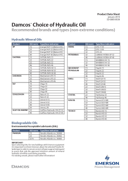 Product Data Sheet: Damcos Choice of hydraulic oil