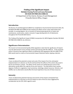 Finding of No Significant Impact