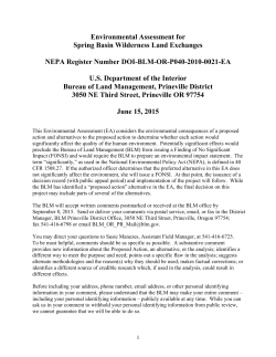 Environmental Assessment for Spring Basin Wilderness Land Exchanges