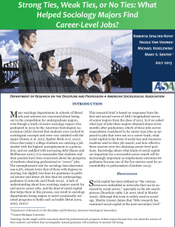 “Strong Ties, Weak Ties or No Ties:  What Helped Sociology Majors Find Career-Level jobs?”