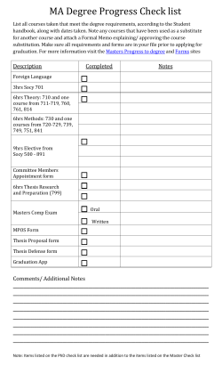 Sociology MA/ PhD Degree Progress Checklists