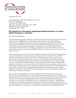 The National Partnership for Women & Families' Comments on Section 1557