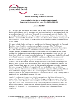 Testimony of Vicki Shabo before the D.C. City Council Regarding the Universal Paid Leave Act of 2015