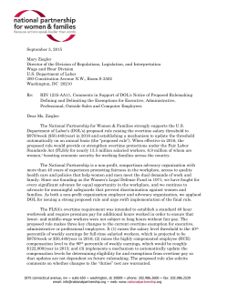 The National Partnership for Women & Families' Comments on RIN 1235-AA11