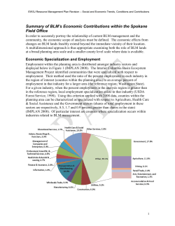 Summary of BLM's Economic Contributions within the Spokane Field Office