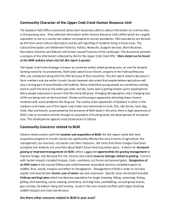 Community Character of the Upper Crab Creek Human Resource Unit