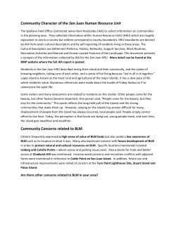 Community Character of the San Juan Human Resource Unit