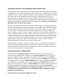 Community Character of the Okanogan Human Resource Unit