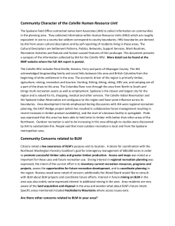 Community Character of the Colville Human Resource Unit