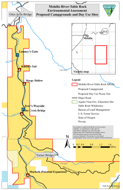 Proposed Campgrounds and Day Use Areas Map