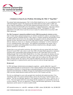 A Solution in Search of a Problem: Revisiting the Title X "Gag Rule"