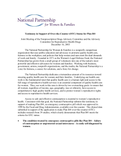 Testimony in Support of OTC Status for Plan B