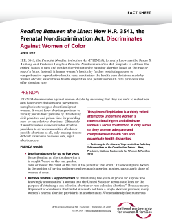 Reading Between the Lines: How H.R. 3541, the Prenatal Nondiscrimination Act, Discriminates Against Women of Color