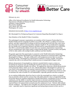 Meaningful Use Workgroup Request for Comments Regarding Meaningful Use Stage 2