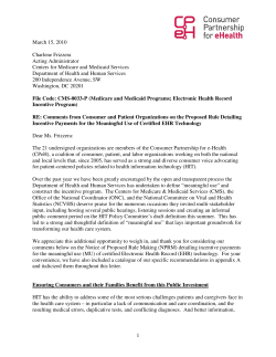 Comments from Consumer and Patient Organizations on the Proposed Rule