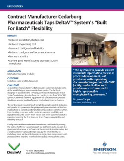 Contract Manufacturer Cedarburg Pharmaceuticals Taps DeltaV System's "Built For Batch" Flexibility
