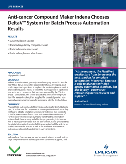 Anti-cancer Compound Maker Indena Chooses DeltaV System for Batch Process Automation Results