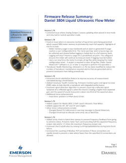 Daniel Ultrasonic Flow Meters - 3804 Liquid Firmware v1.79 Release Notes