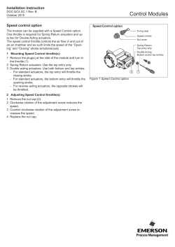 Installation Instruction - Speed Control Option: QC41, QC42 QC43