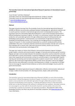 The Australian Centre for International Agricultural Research experience in international research partnerships