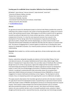 Creating space for smallholder farmer innovation: reflections from Australian researchers