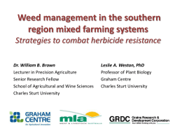 2015 weed biology, weed suppressive crops and soil weed seedbank dynamics at the Graham Centre field site