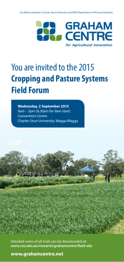 2015 Cropping and Pasture Systems Field Forum Program