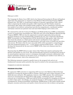 Campaign for Better Care MSSP ACO Comments and Supporting Documents