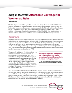 King v. Burwell: Affordable Coverage for Women at Stake
