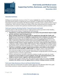 Paid Family and Medical Leave: Supporting Families, Businesses, and the Economy.