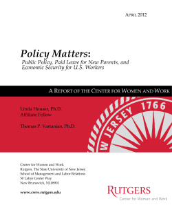 Policy Matters: Public Policy, Paid Leave for New Parents, and Economic Security for U.S. Workers.
