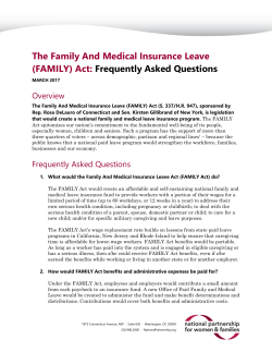 Family And Medical Insurance Leave Act (FAMILY Act) Frequently Asked Questions