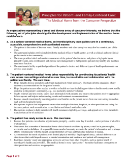 Principles for Patient Centered Care (Basis for Consumer Platform for Health IT)