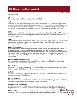 Health IT Glossary and Acronym List