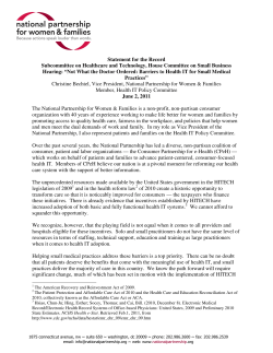 Hearing: "Not What the Doctor Ordered: Barriers to Health IT for Small Medical Practices"