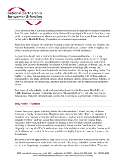 "Hearing: Health Information Technologies: How Innovation Benefits Patients