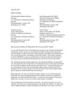 Open Letter on Meaningful Use (April 2010)