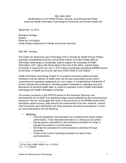 Modifications to the HIPAA Privacy Rule (September 2010)