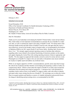Health IT Patient Safety Action & Surveillance Plan for Public Comment
