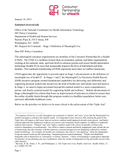 Proposed Criteria for Stage 3 Meaningful Use (January 2013)