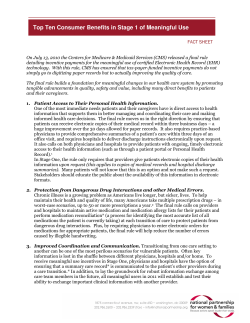 Top 10 Consumer Benefits in Stage 1 Meaningful Use