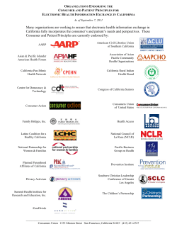 Organizations Endorsing the Consumer and Patient Principles for Electronic Health Information Exchange in California