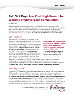 Paid Sick Days: Low Cost, High Reward for Workers, Families and Communities