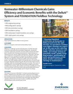 Kemwater-Millennium Chemicals Gains Efficiency and Economic Benefits with the DeltaV System and FOUNDATION Fieldbus Technology