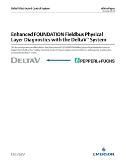Enhanced FOUNDATION Fieldbus Physical Layer Diagnostics with the DeltaV System