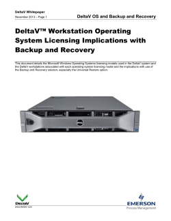 DeltaV Workstation Operating System Licensing Implications with Backup and Recovery
