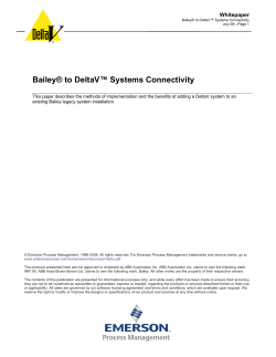 Bailey to DeltaV Systems Connectivity